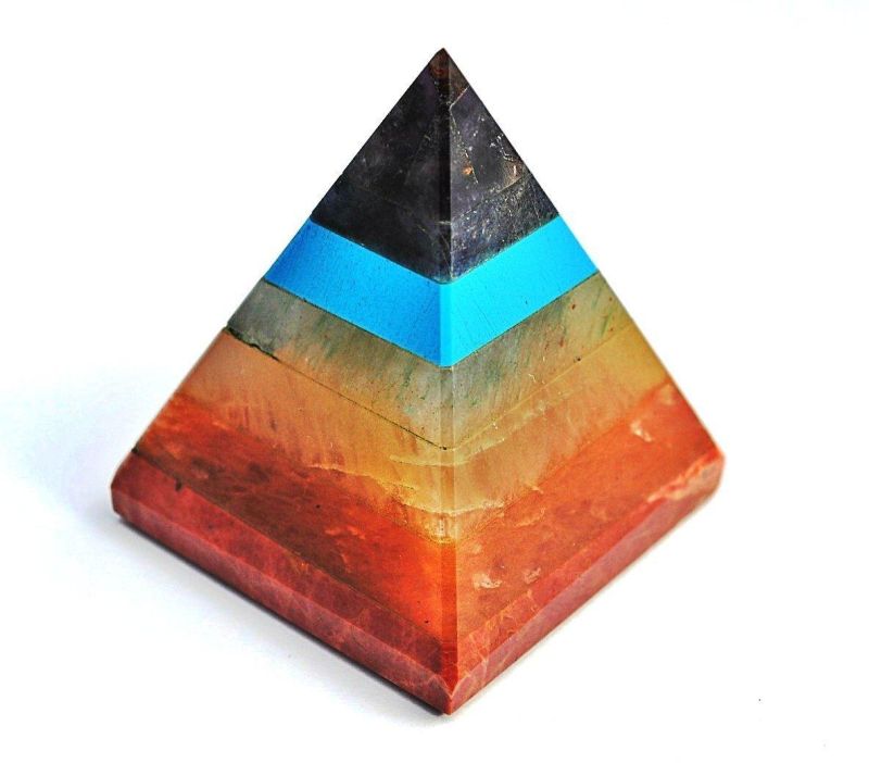 Seven Chakra Crystal Pyramid, for Tantric Healing, Aura Therapy, Energy Work, Meditation Tool, Rituals