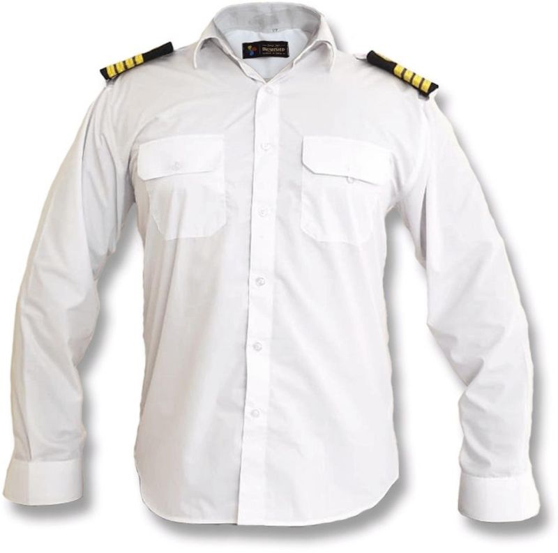 White Cotton Pilot Uniform Shirt for Aviation