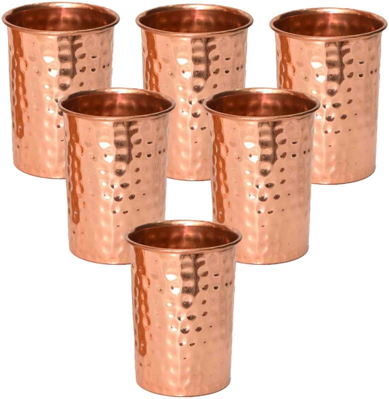 Pure Copper Hammered Glass 250 ML