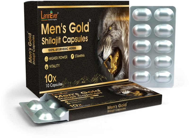 LeninEver Mens Gold Shilajit 10 Capsules, Packaging Type : Alu Alu Pack