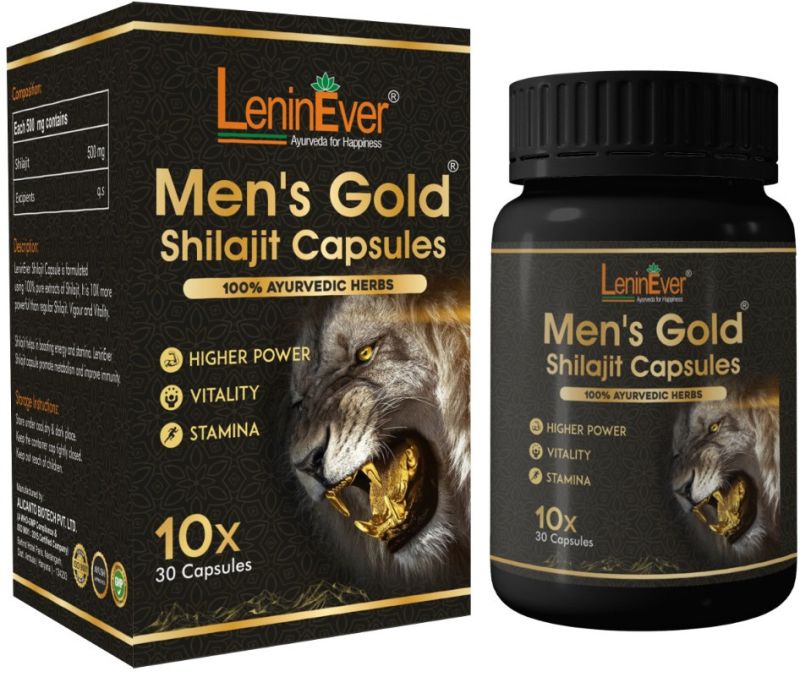 LeninEver Mens Gold Shilajit 30 Capsules, Packaging Type : Bottle