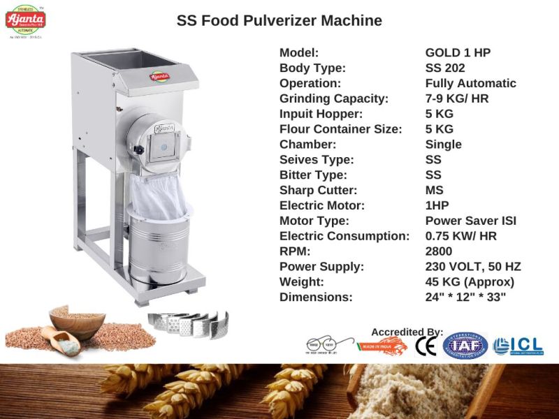 1 HP Stainless Steel Fully Automatic Pulverizer Machine