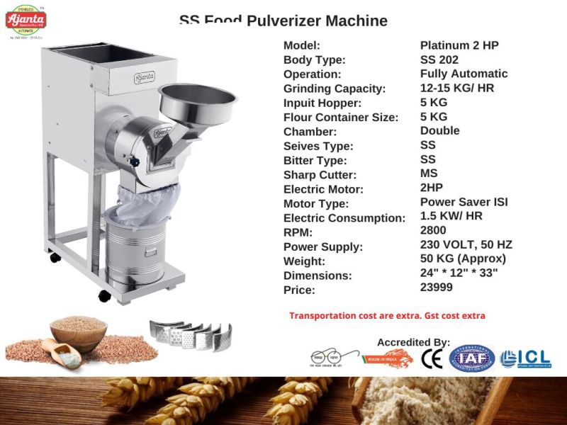 1 HP Stainless Steel Fully Automatic Pulverizer Machine