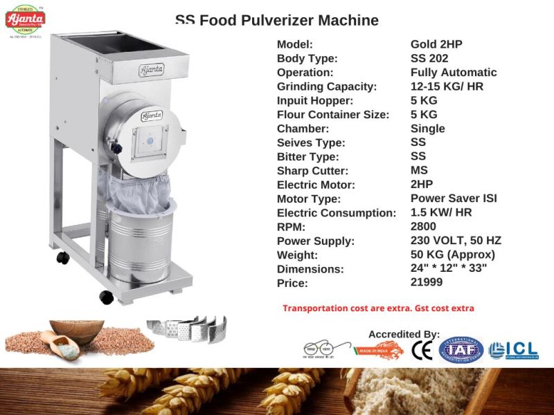 1 HP Stainless Steel Fully Automatic Pulverizer Machine