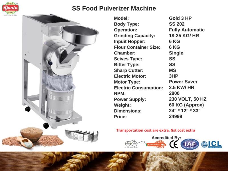 1 HP Stainless Steel Fully Automatic Pulverizer Machine