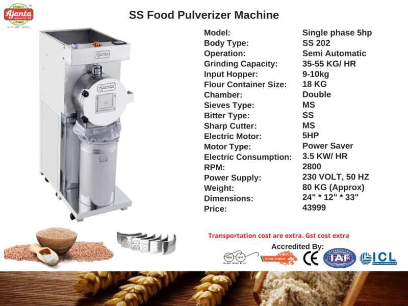 1 HP Stainless Steel Fully Automatic Pulverizer Machine