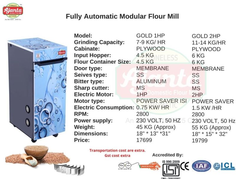 1HP Fully Automatic Flour Mill Machine