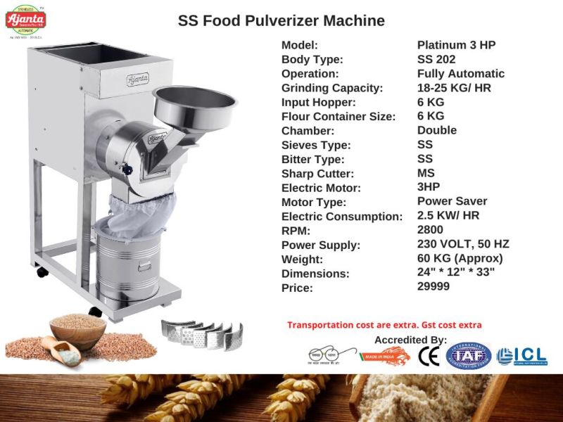 5 HP Stainless Steel Pulverizer Machine