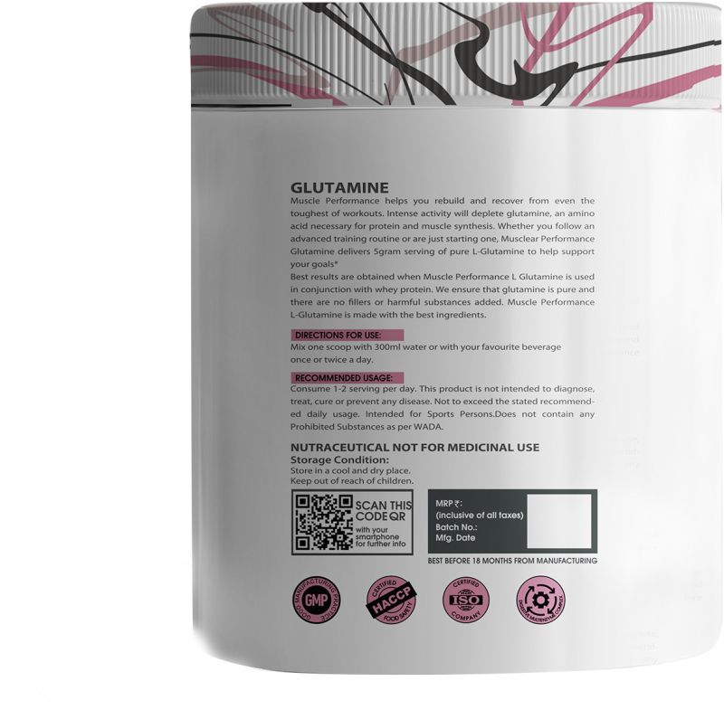 Muscle Performance L-Glutamine Powder Unflavored 250g