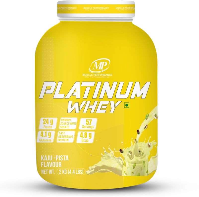 Muscle Performance Platinum Whey Protein (2kg 4.4 Lbs, 57 Servings -Flavour Kaju Pista)