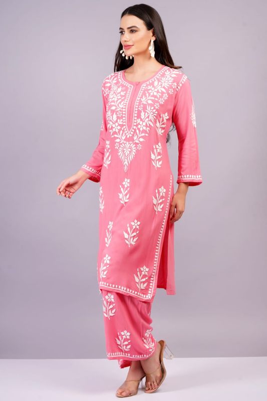 Viscose Rayon Chikankari Kurta Sets