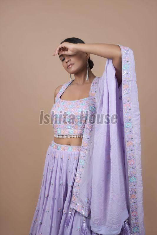 Ladies Lavender Viscose Lehenga Choli