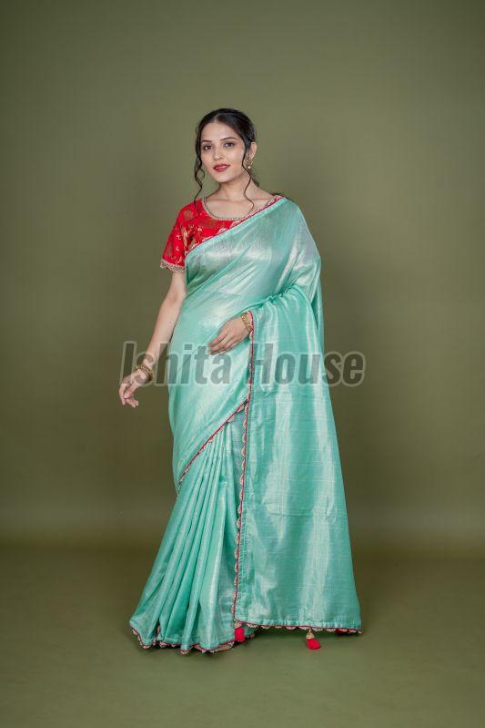 Ladies Light Green Jari Cotton Saree