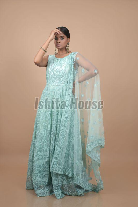 Ladies See Green Georgette Gown