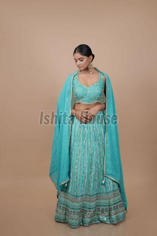 Ladies See Green Viscose Lehenga Choli