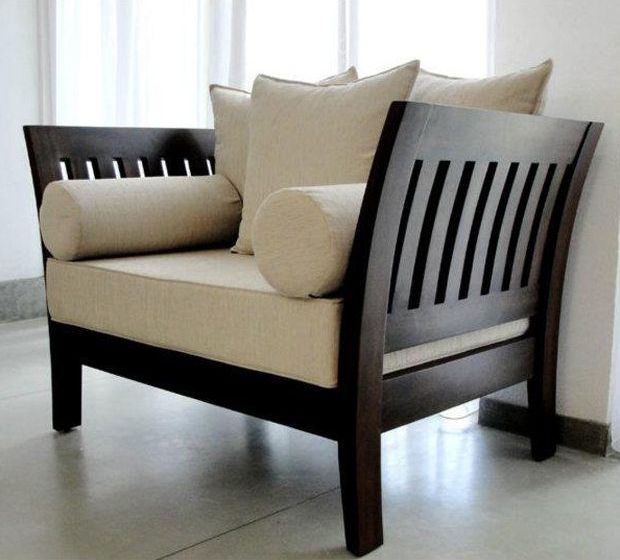 Single Seater Wooden Sofa for Home, Hotel, Office