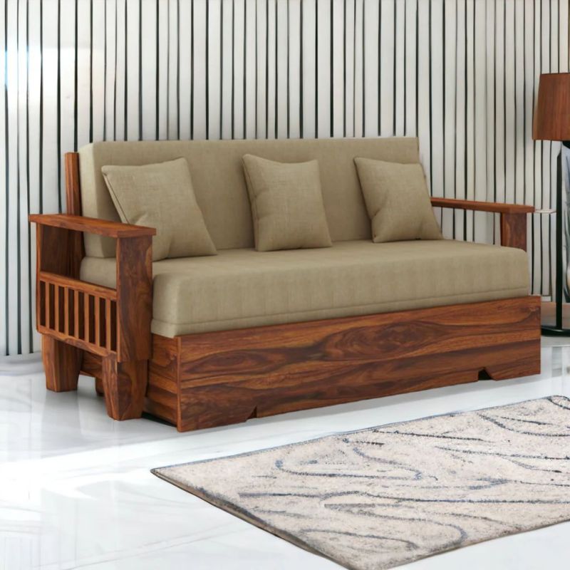 Three Seater Wooden Sofa, Filling Material : Foam