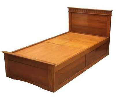 Plain Polished Wooden Single Bed for Home, Hotel