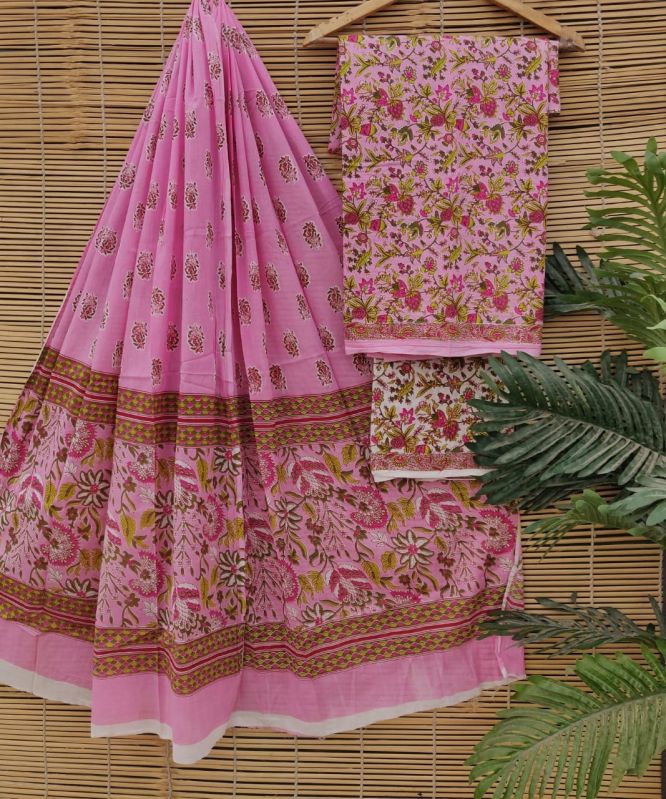 Ladies Jaipuri Hand Block Printed Suit Fabric