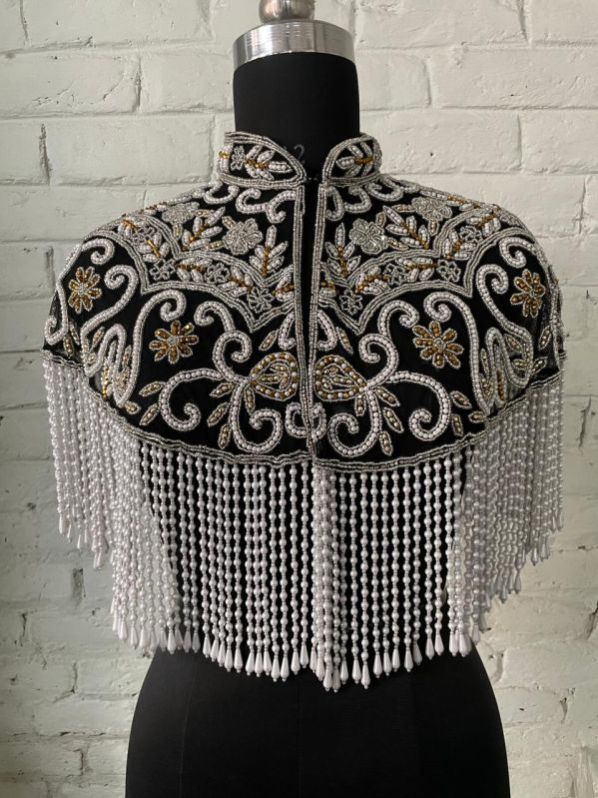 Ladies Beaded Short Poncho Dress