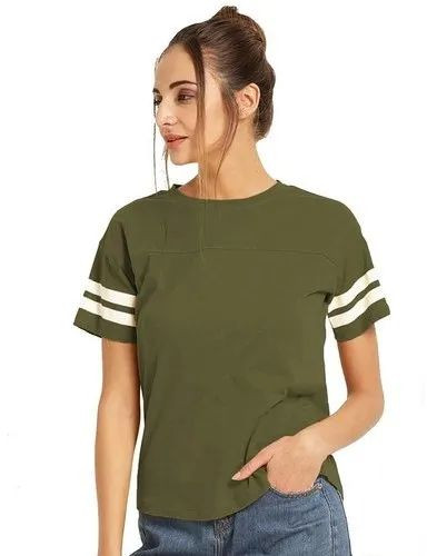 Plain Ladies Cotton T Shirt, Sleeve Style : Half Sleeve