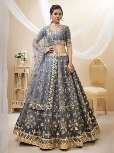 Printed Ladies Party Wear Lehenga, Technics : Embroidered