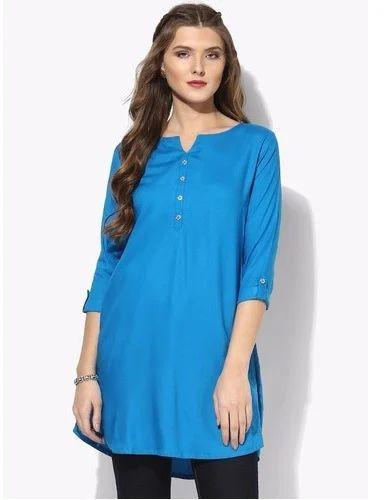 Cotton Ladies Plain Short Kurti, Packaging Type : Plastic Bag