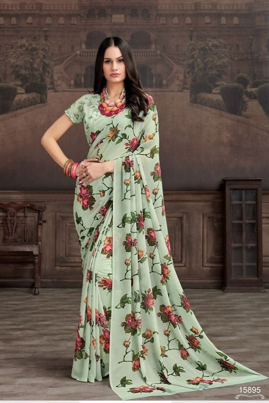 Unstitched Ladies Printed Saree, Speciality : Easy Wash, Shrink-Resistant