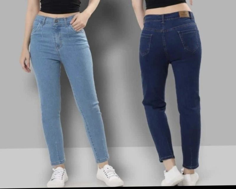 Plain Denim Ladies Skin Fit Jeans, Color : Blue