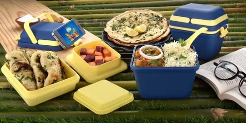 Blue Yellow Plastic Lunch Box