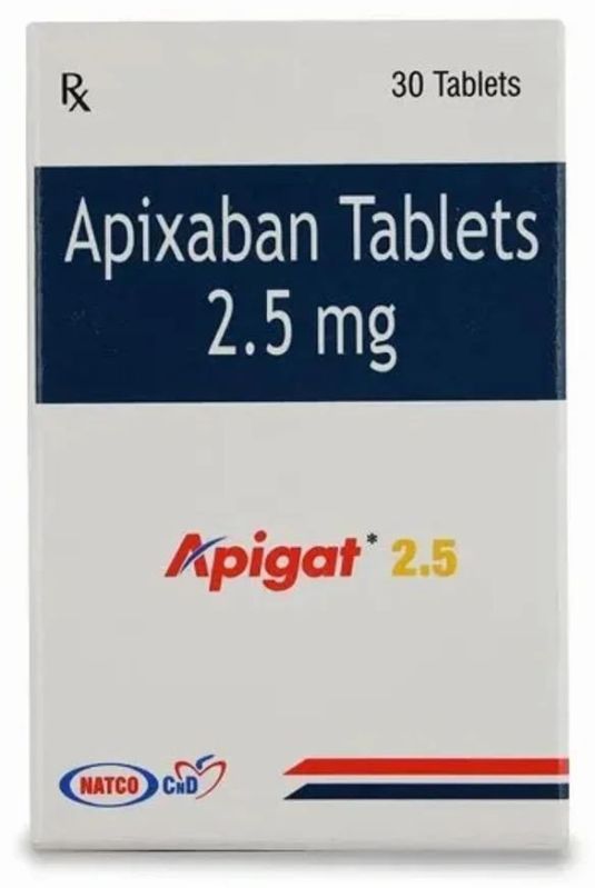 Apixaban Apigat 2.5 Mg Tablet, Packaging Type : Box