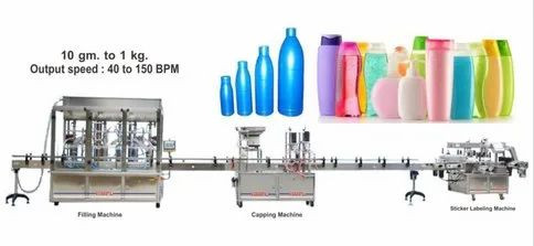 HMPL Automatic Electric Cosmetic Filling Line, Packaging Type : Bottle