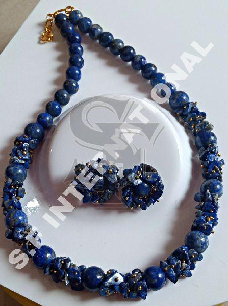 Polished Blue Stone Necklace Set, Style : Modern