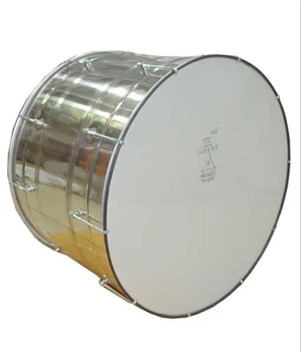 Polished Stainless Steel Nasik Dhol, Shape : Round