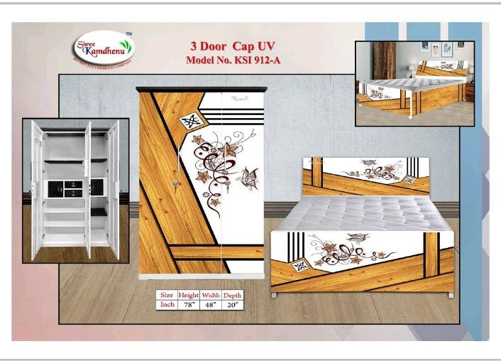 3 Door Wardrobe/ 3 DOOR CAP UV PRINTED