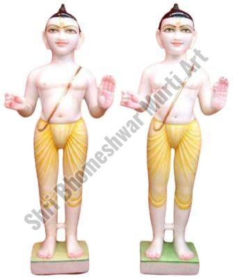 18 Inch White Marble Swami Narayan Statue