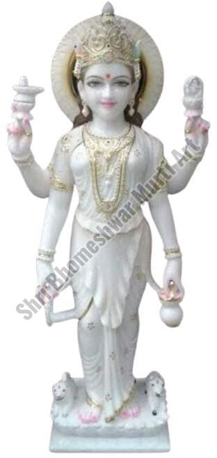 2 Feet White Marble Parvati Mata Statue