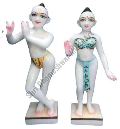 27 Inch Marble Iskcon Radha Krishna Statue