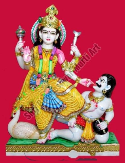 White Painted Marble Baglamukhi Mata Statue