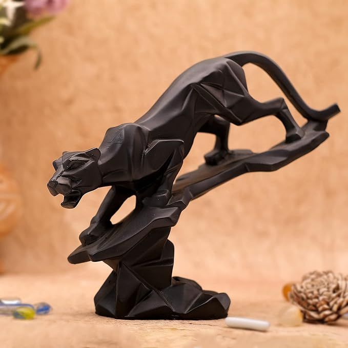 Handcrafted Decorative Diamond Design Black Panther Showpiece