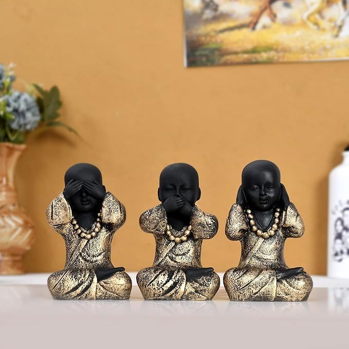 Handcrafted Set Of 3 Baby Monk Decorative Showpiece