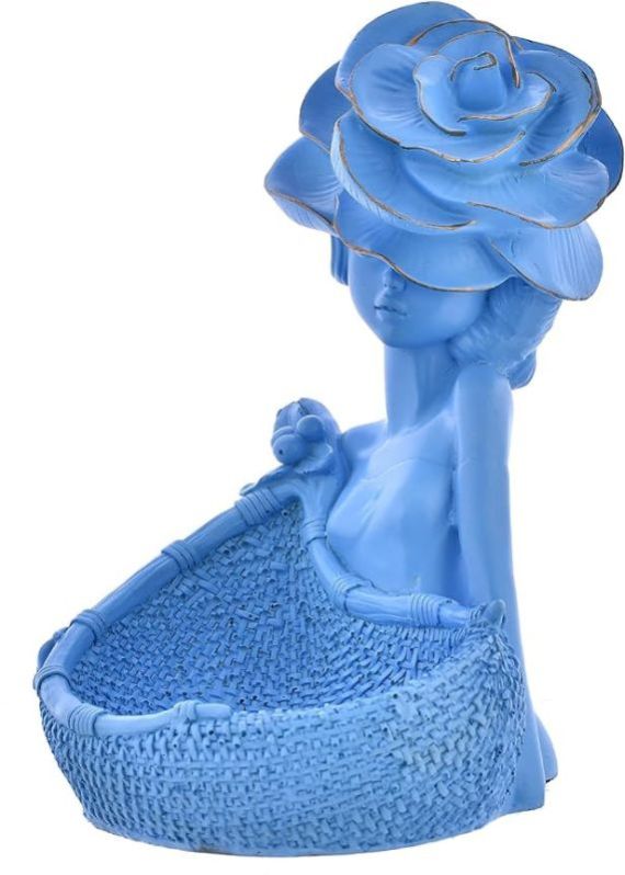 Decorative Lady With Basket Statue Showpiece