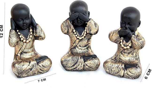 Handcrafted Set Of 3 Baby Monk Decorative Showpiece