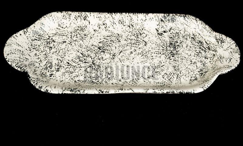 1034 Black and White Dust Rectangle Platter With Handle