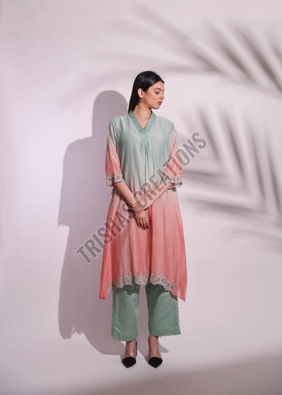 Ombre Peach Green Tunic Set