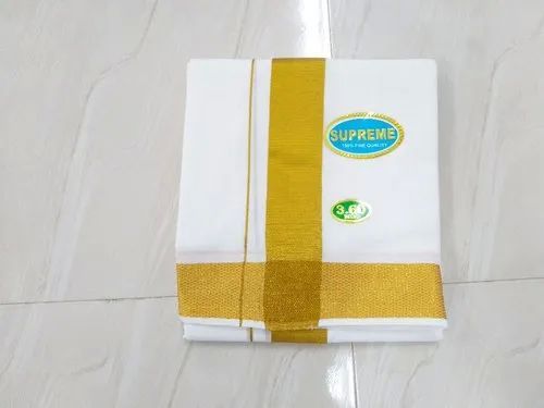 Cotton Dhoti With Zari Border