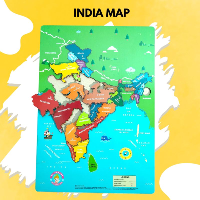 Wooden India Map