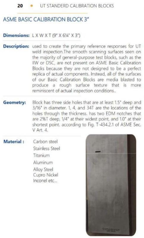 ASME BASIC CALIBRATION BLOCK 3INCH