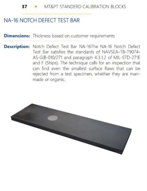 NA-16 NOTCH DEFECT TEST BAR