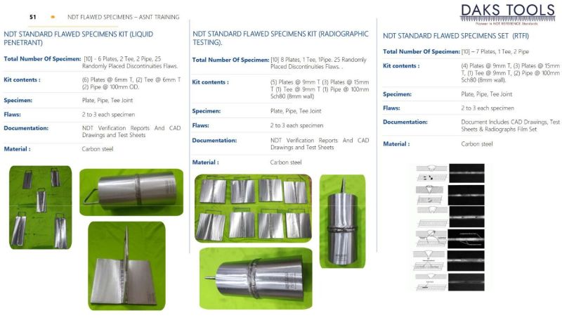 NDT STANDARD FLAWED SPECIMENS KIT ( EDDY CURRENT TESTING)